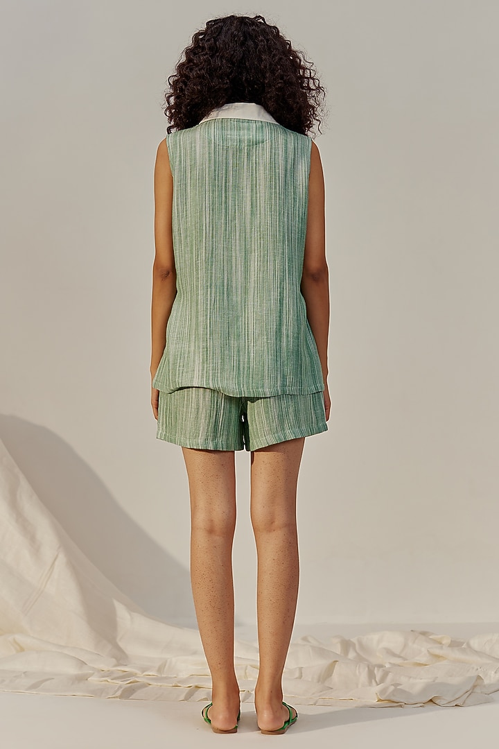 Green Linen Viscose Co-Ord Set by Spacelines at Pernia's Pop Up Shop
