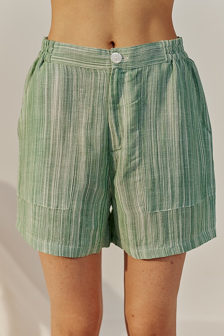 Green Linen Viscose Co-Ord Set by Spacelines at Pernia's Pop Up Shop