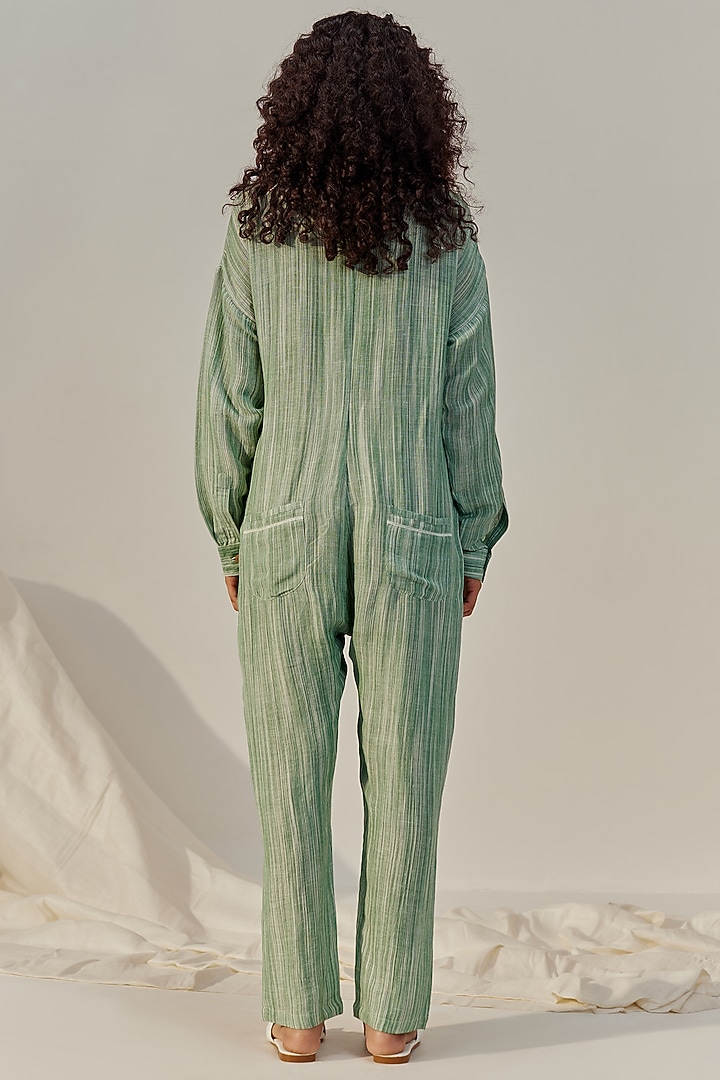 Green Linen Viscose Jumpsuit by Spacelines at Pernia's Pop Up Shop