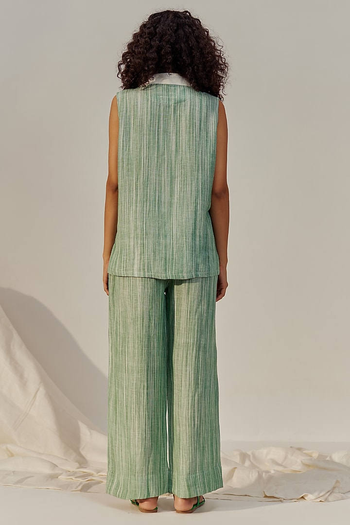 Green Linen Viscose Co-Ord Set by Spacelines at Pernia's Pop Up Shop