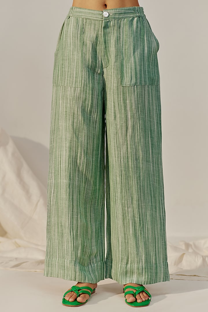 Green Linen Viscose Co-Ord Set by Spacelines at Pernia's Pop Up Shop