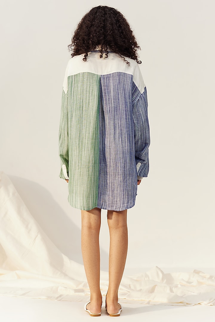 Eclipse Blue Linen Viscose Summer Shirt Dress by Spacelines at Pernia's Pop Up Shop