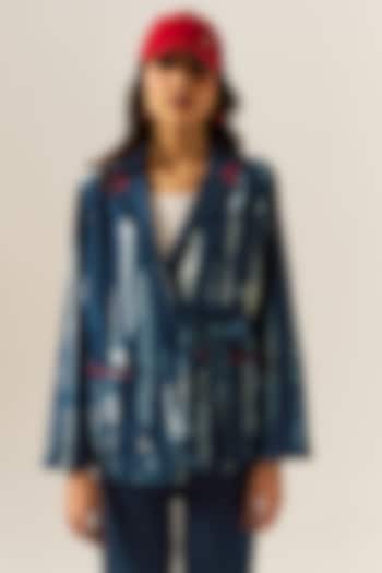 Blue Cotton Denim Tie-Up Jacket by Spacelines at Pernia's Pop Up Shop