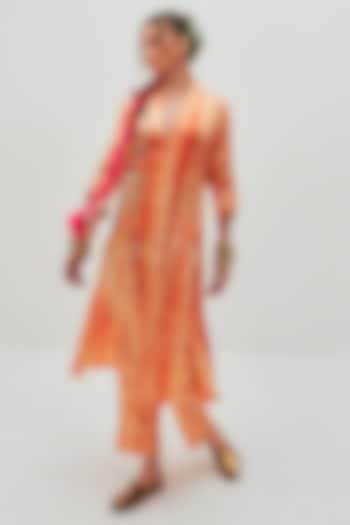 Orange Modal Satin Tie-Dye Printed Tunic Set by The Space Lines at Pernia's Pop Up Shop