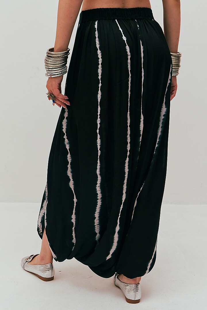Black Modal Satin Tie-Dye Printed Dhoti by Spacelines at Pernia's Pop Up Shop