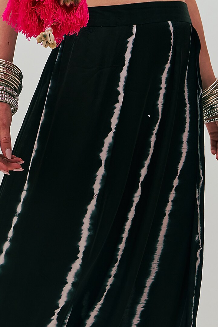 Black Modal Satin Tie-Dye Printed Dhoti by Spacelines at Pernia's Pop Up Shop
