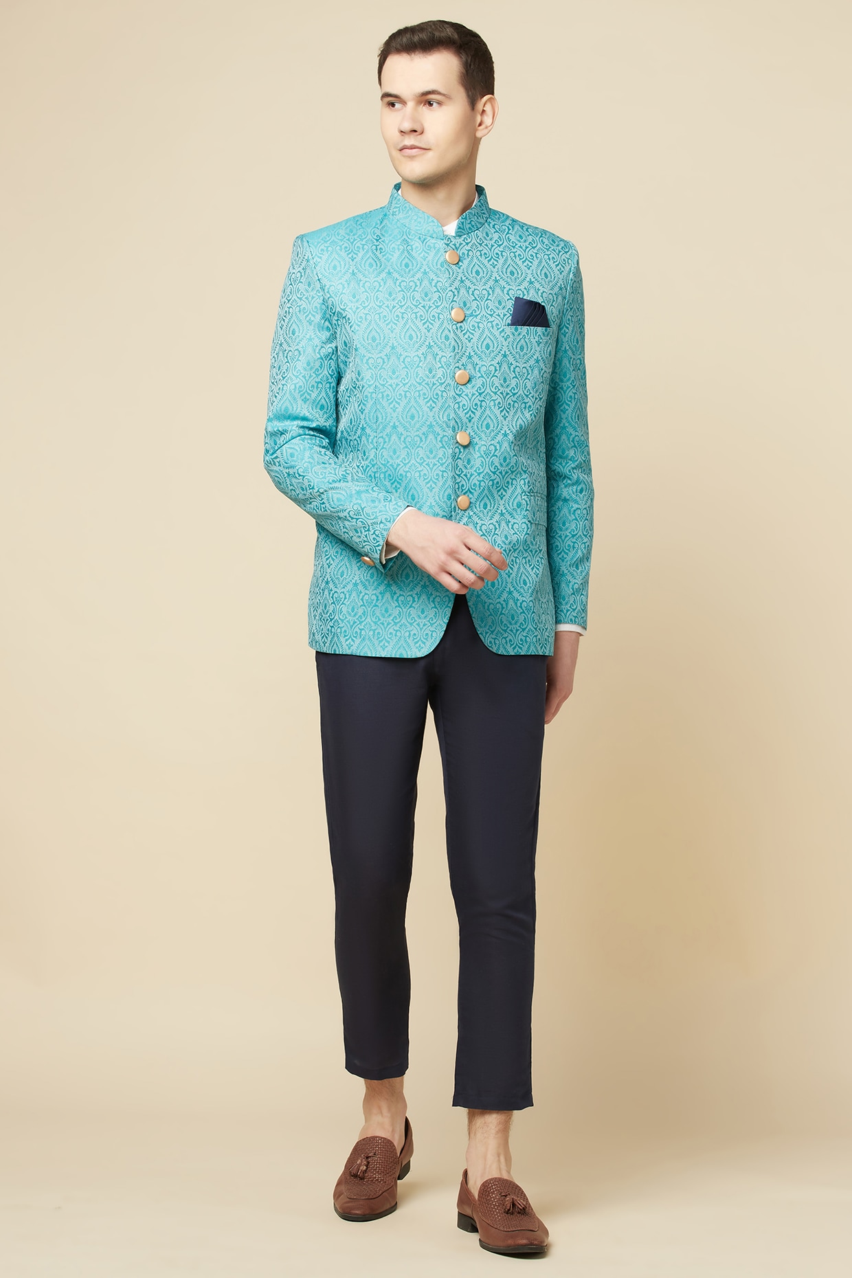 Bandhgala on sale suit blue