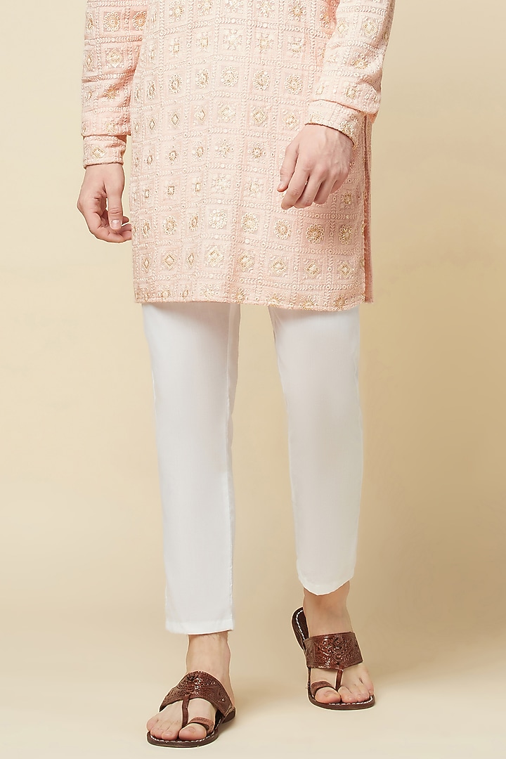 Pink Cotton Polyester Embroidered Kurta Set by Spring Break Men at Pernia's Pop Up Shop
