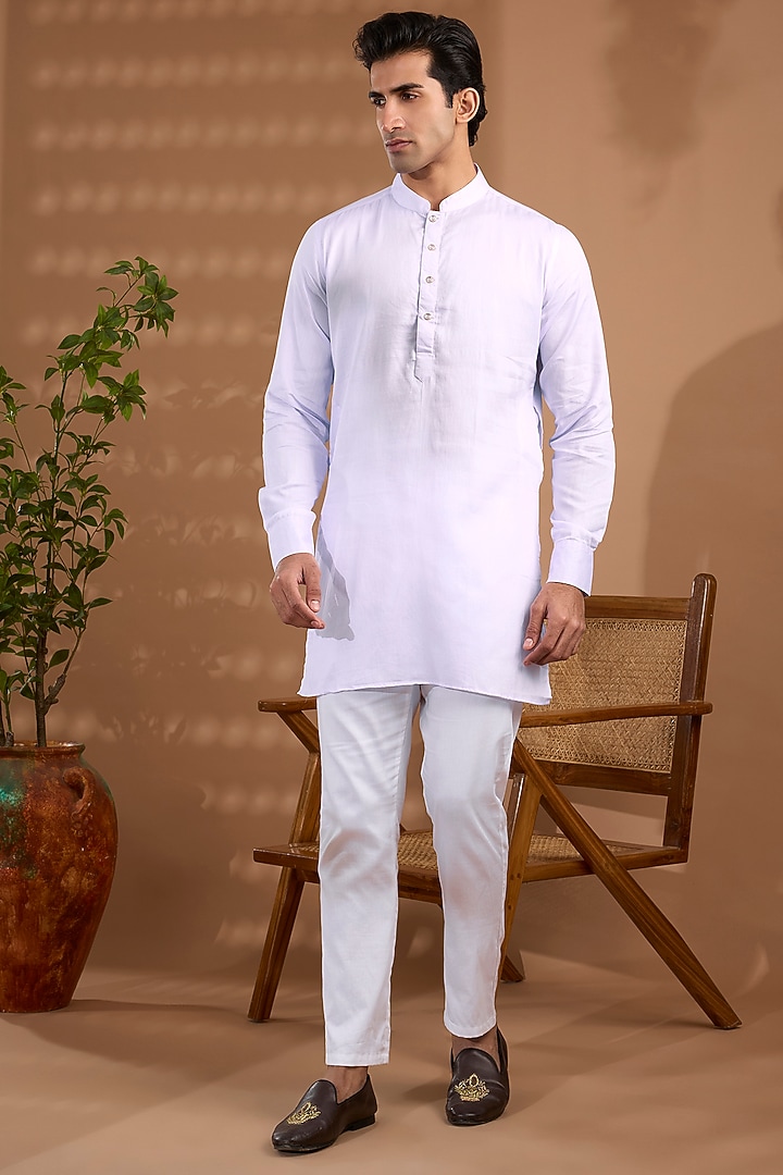Lilac Blended Silk Embroidered Jacket Set by Spring Break Men at Pernia's Pop Up Shop