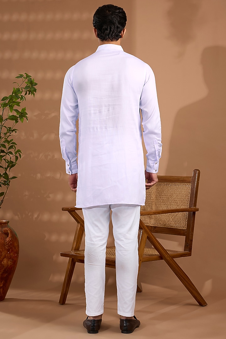 Lilac Blended Silk Embroidered Jacket Set by Spring Break Men at Pernia's Pop Up Shop