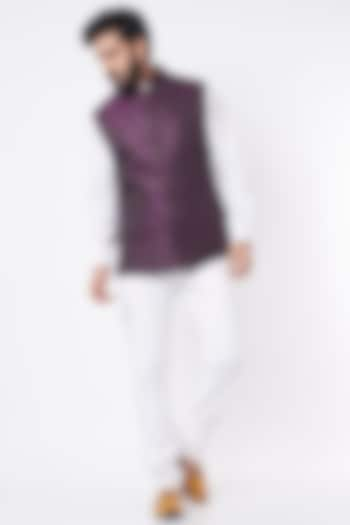 Purple Brocade Bundi Jacket by Spring Break Men