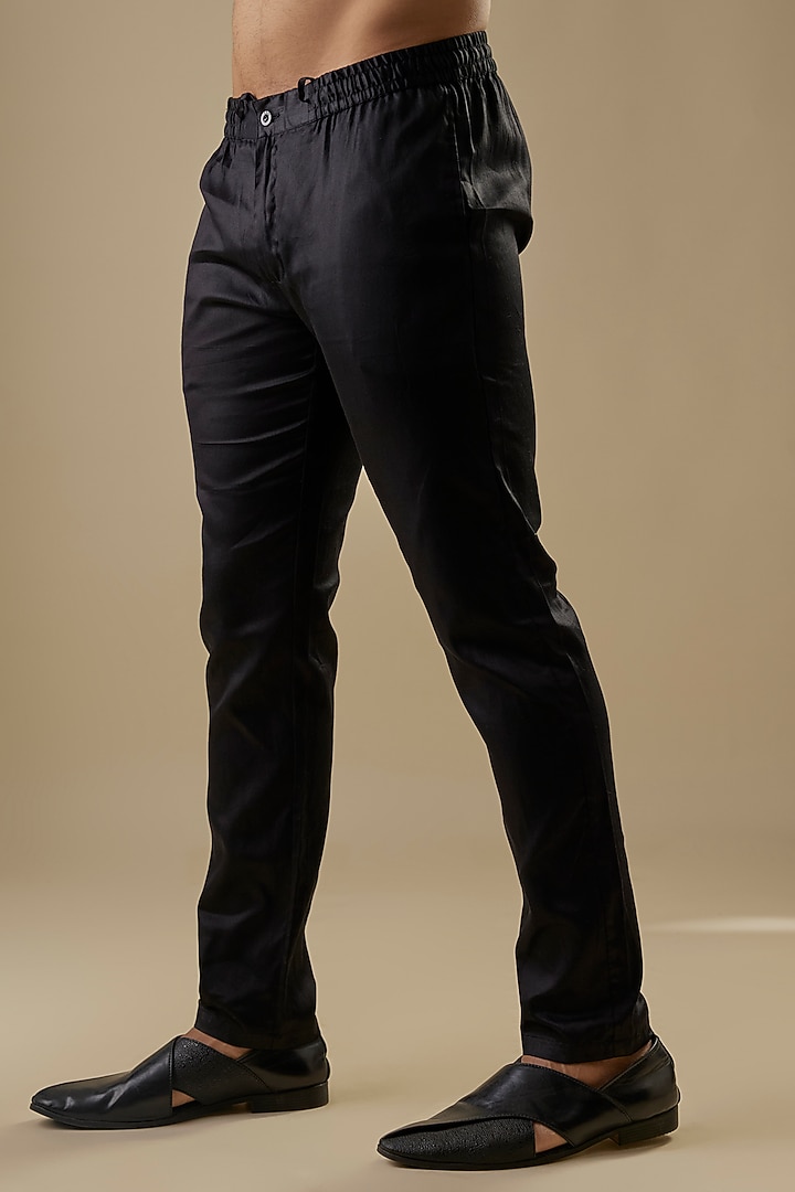 Black Dupion Silk Embroidered Open Wedding Indowestern Jacket Set by Spring Break Men at Pernia's Pop Up Shop