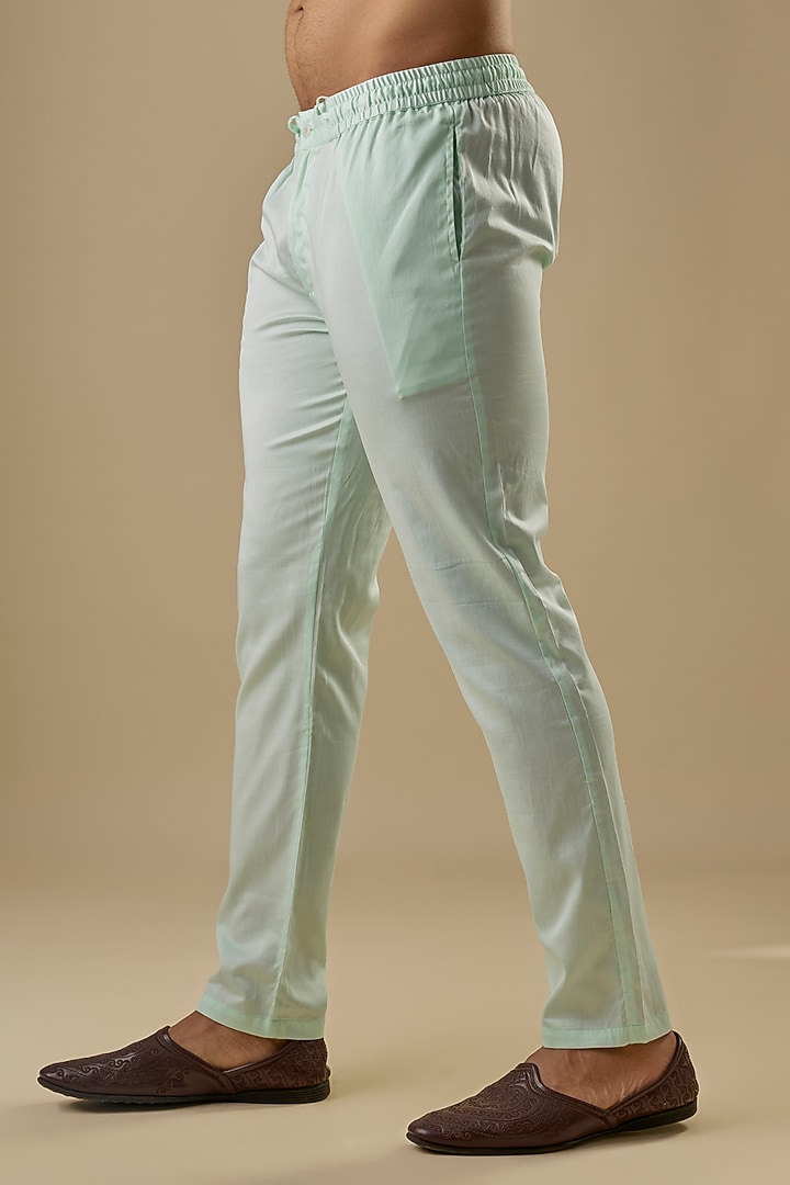 Mint Green Dupion Silk Embroidered Open Jacket Set by Spring Break Men at Pernia's Pop Up Shop