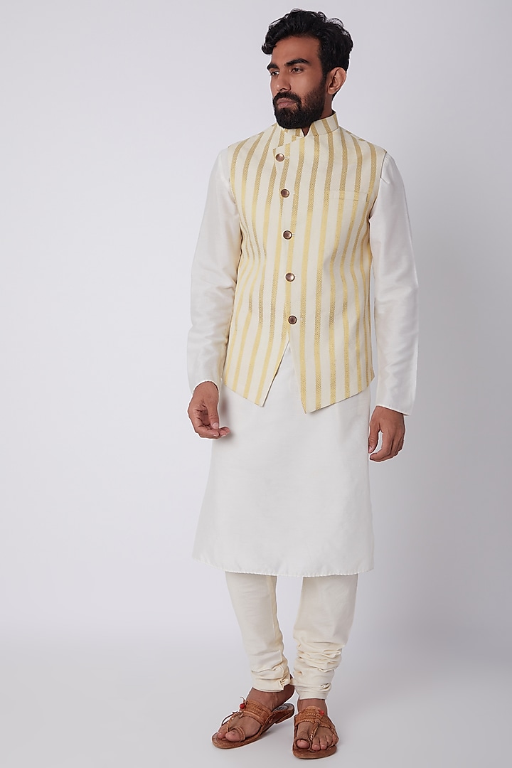 Gold Striped Bundi Jacket by Spring Break Men