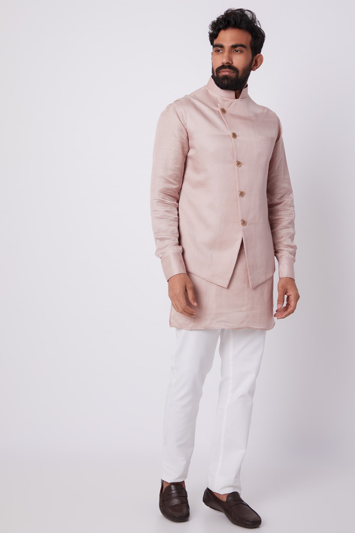 Blush Pink Bundi Jacket With Kurta Set Design by Spring Break at Pernia ...