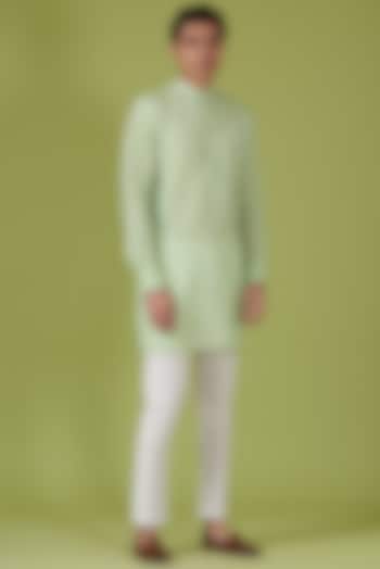 Mint Green Art Silk Embroidered Kurta Set by Spring Break Men at Pernia's Pop Up Shop