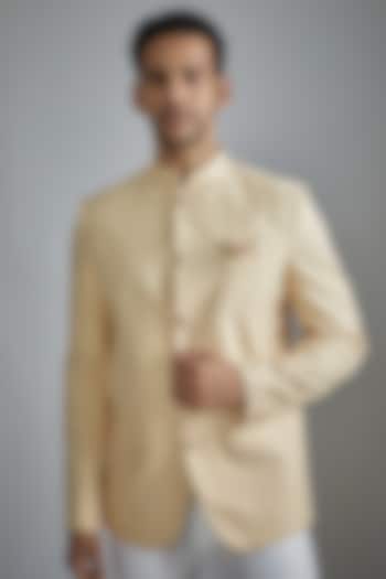 Nude Jacquard Bandhgala Jacket by Spring Break Men