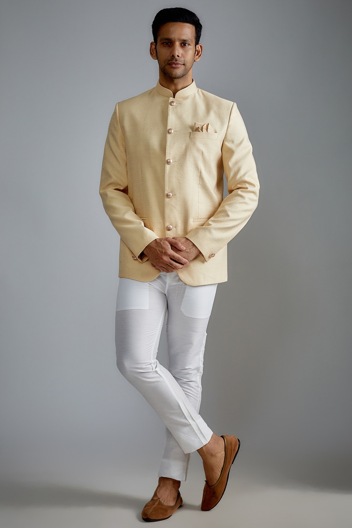 nude springbreak men Nude Jacquard Bandhgala Jacket by Spring Break Men at Pernia's Pop Up Shop  2025
