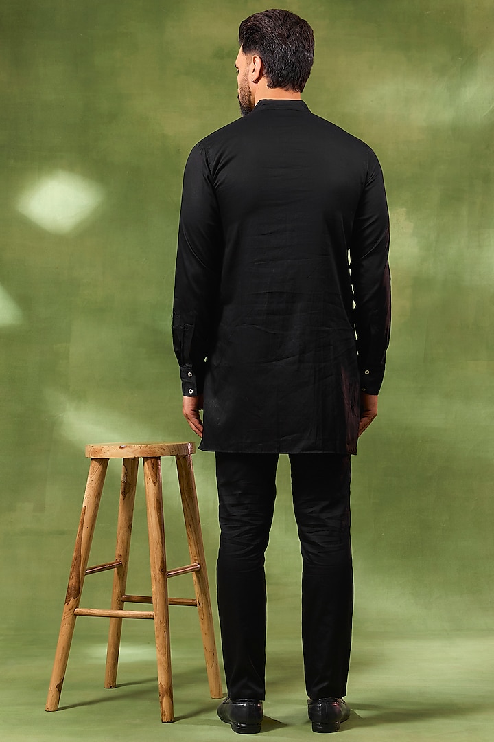 Black Viscose Sequins Embroidered Wedding Indowestern Set by Spring Break Men at Pernia's Pop Up Shop