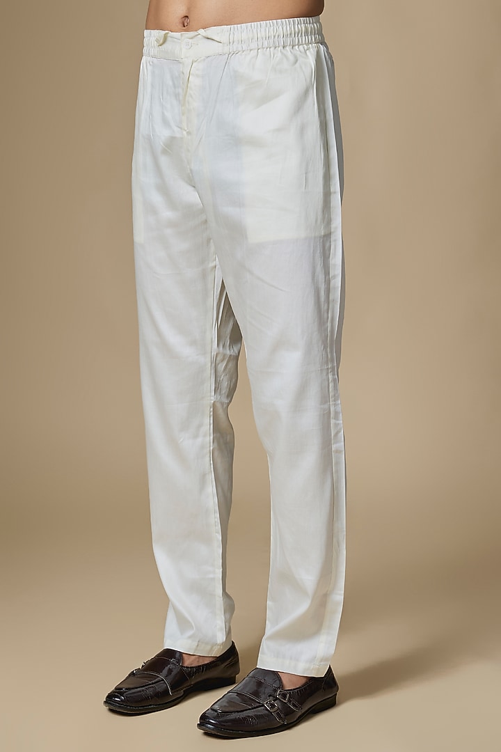 Ivory Dupion Silk Embroidered Open Wedding Indowestern Set by Spring Break Men at Pernia's Pop Up Shop