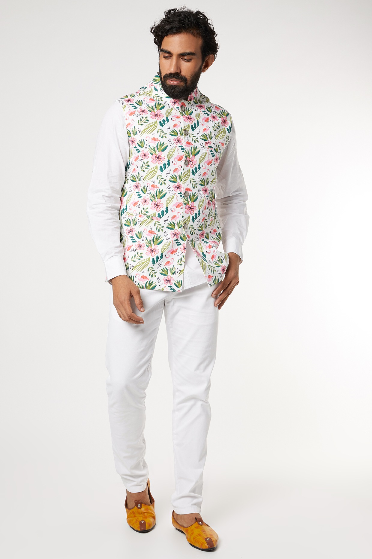 Digital Floral Printed Bundi Jacket 