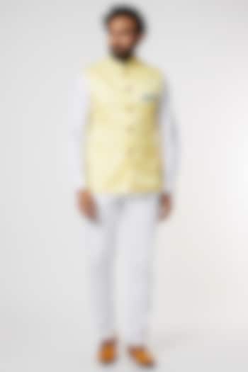 Yellow Polyester Bundi Jacket by Spring Break Men
