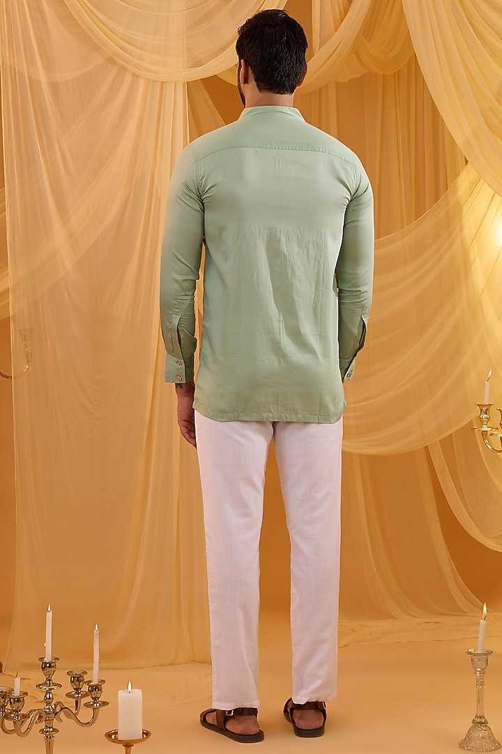 Mint Green Dupion Silk Indo-Western Set by Spring Break Men at Pernia's Pop Up Shop