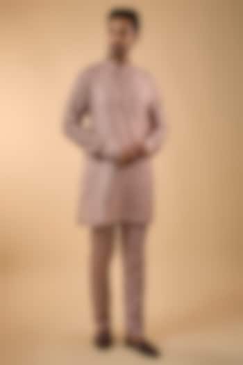 Pink Blended Silk Machine Embroidered Kurta Set by Spring Break Men at Pernia's Pop Up Shop