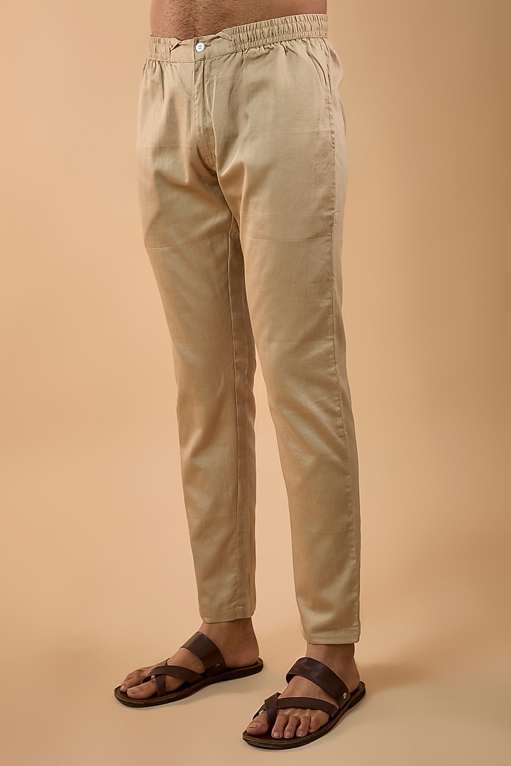 Beige Blended Silk Embroidered Kurta Set by Spring Break Men at Pernia's Pop Up Shop