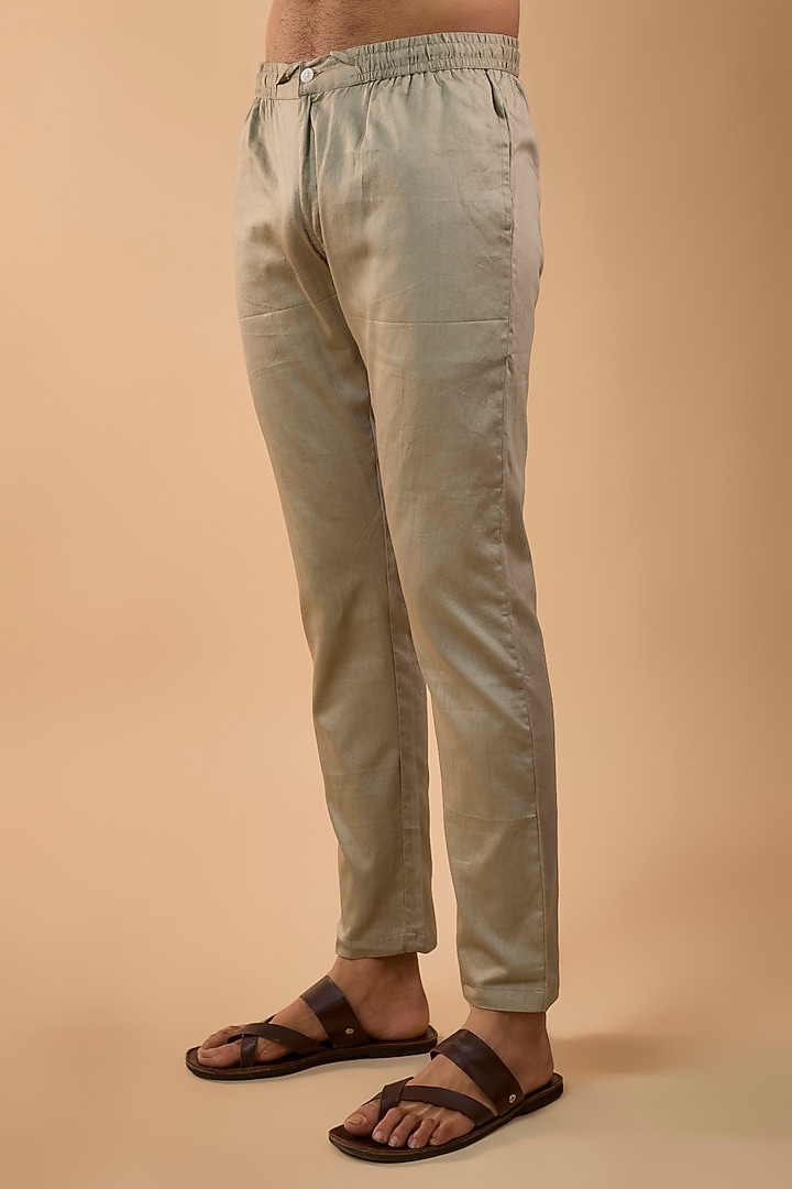 Sage Green Blended Silk Machine Embroidered Kurta Set by Spring Break Men at Pernia's Pop Up Shop