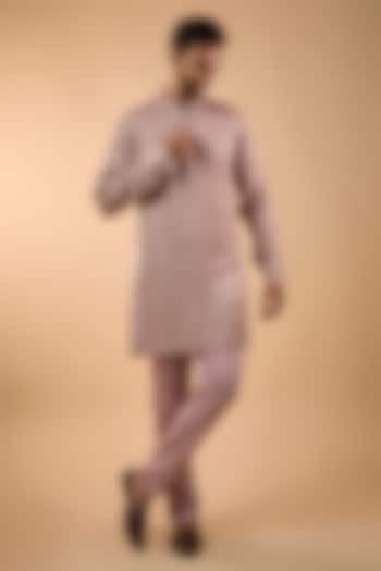 Pink Blended Silk Embroidered Kurta Set by Spring Break Men at Pernia's Pop Up Shop
