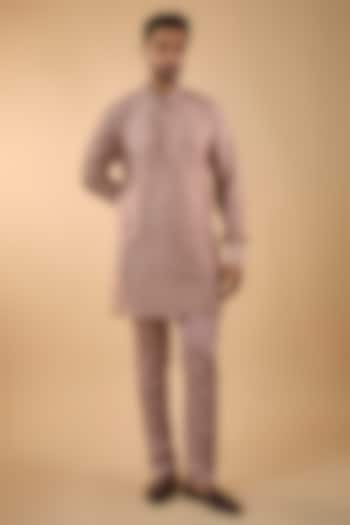 Pink Blended Silk Embroidered Kurta Set by Spring Break Men at Pernia's Pop Up Shop