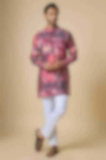 Pink Blended Silk Digital Printed Kurta Set by Spring Break Men at Pernia's Pop Up Shop