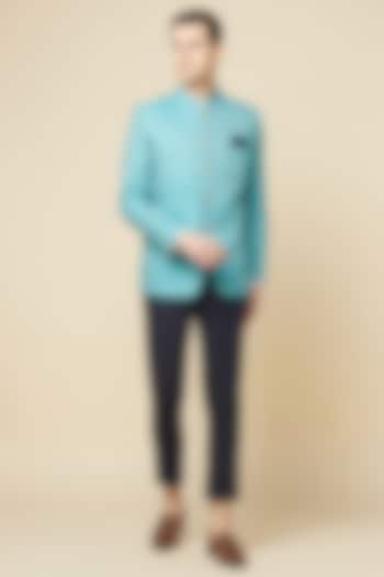 Green Brocade Jodhpuri Jacket For Boys by Spring Break- Kids at Pernia's Pop Up Shop