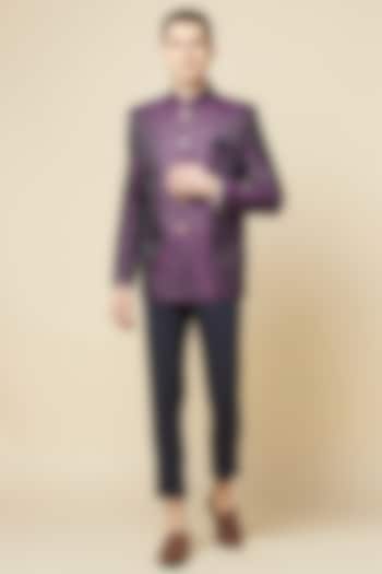 Purple Brocade Jodhpuri Jacket For Boys by Spring Break- Kids at Pernia's Pop Up Shop