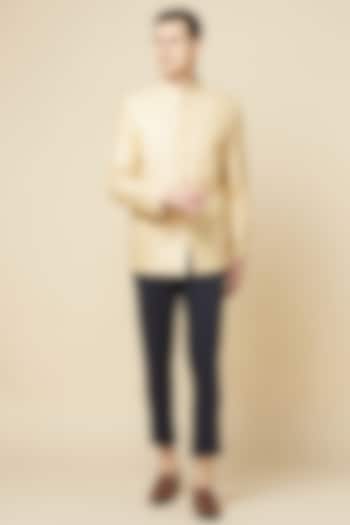 Nude Jacquard Jodhpuri Jacket For Boys by Spring Break- Kids at Pernia's Pop Up Shop