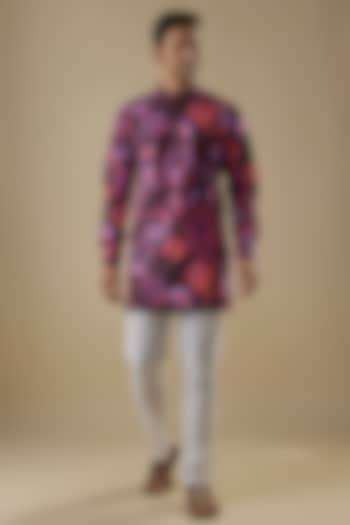 Multi-Colored Cotton Floral Printed Kurta Set For Boys by Spring Break- Kids at Pernia's Pop Up Shop