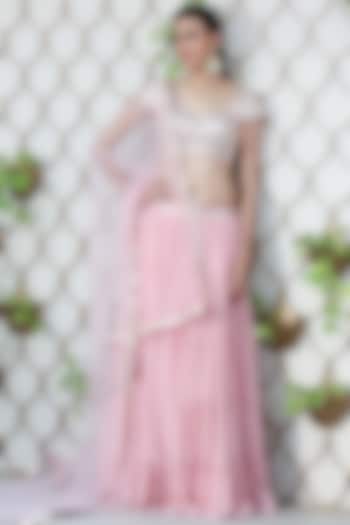 Blush Pink Embroidered Wedding Lehenga Set by Seams Pret & Couture at Pernia's Pop Up Shop