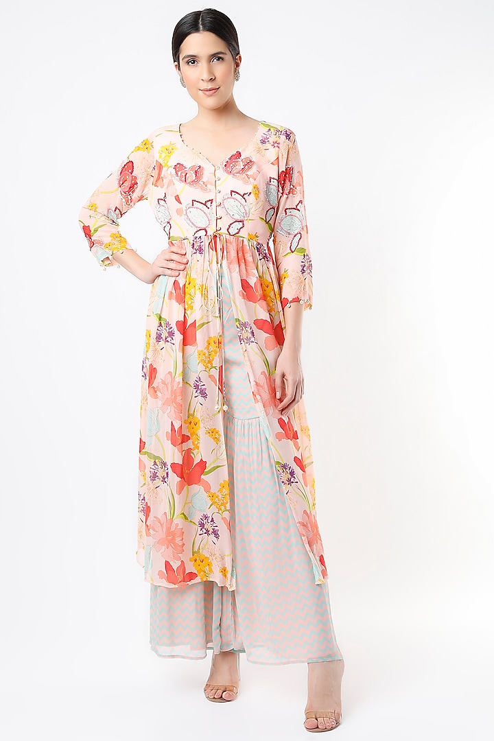 Multi-Colored Printed Tunic Set by Seams Pret & Couture