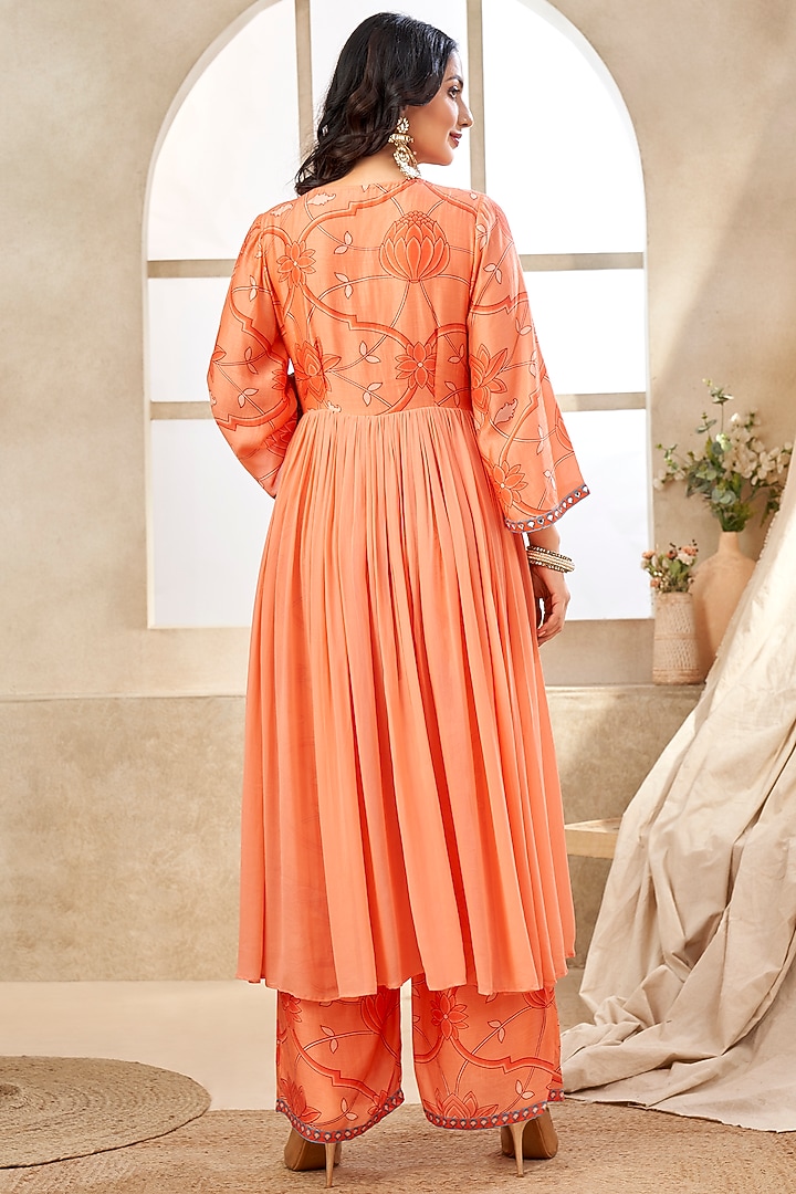 Coral Georgette & Fine Silk Handwork Tunic Set by Seams Pret & Couture at Pernia's Pop Up Shop