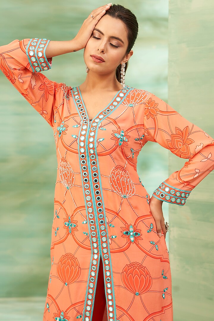 Coral Crepe Handwork Tunic Set by Seams Pret & Couture at Pernia's Pop Up Shop