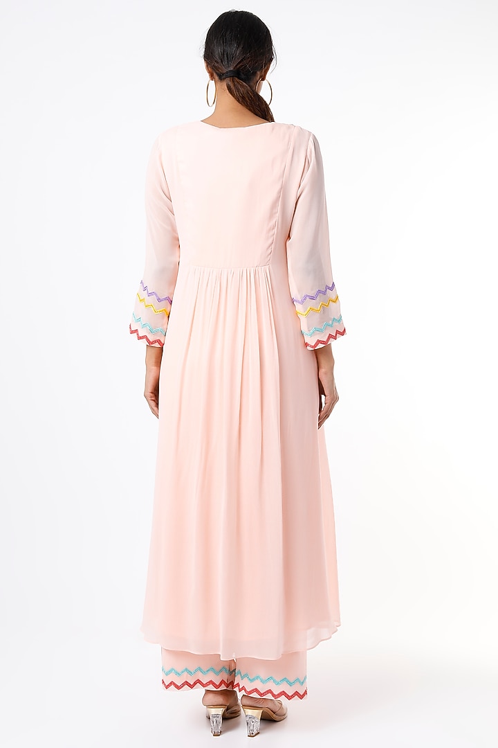Crystal Pink Embroidered Party Wear Anarkali Set by Seams Pret & Couture at Pernia's Pop Up Shop