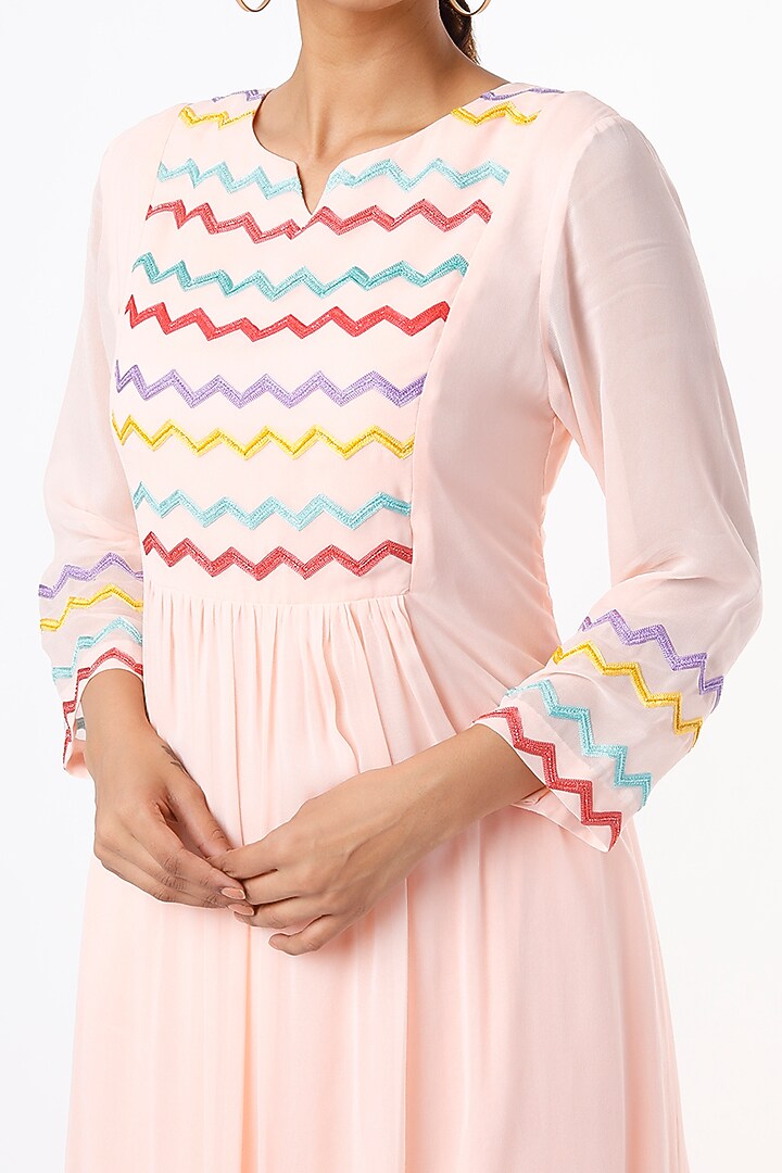 Crystal Pink Embroidered Party Wear Anarkali Set by Seams Pret & Couture at Pernia's Pop Up Shop