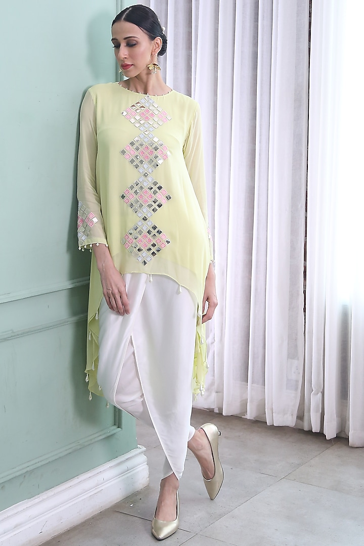 Lime Green Printed Tunic With Tulip Pants by Seams Pret & Couture at Pernia's Pop Up Shop