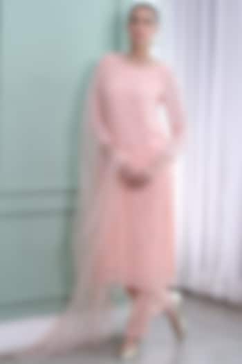Rose Pink Embroidered Kurta Set by Seams Pret & Couture at Pernia's Pop Up Shop