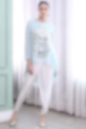 Aqua Blue Embroidered Tunic Set by Seams Pret & Couture at Pernia's Pop Up Shop