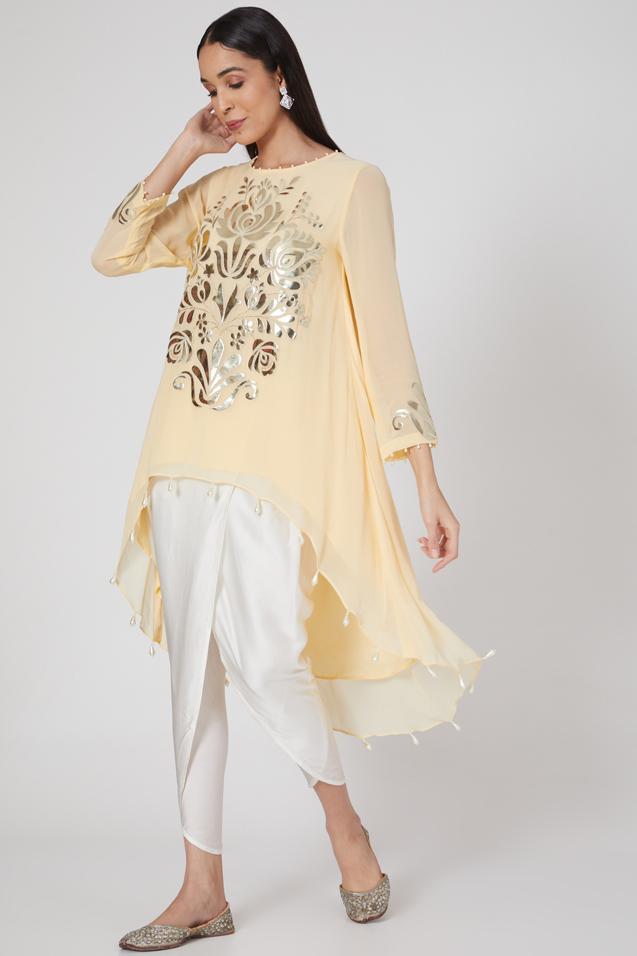 Yellow Embroidered Tunic Set by Seams Pret & Couture at Pernia's Pop Up Shop