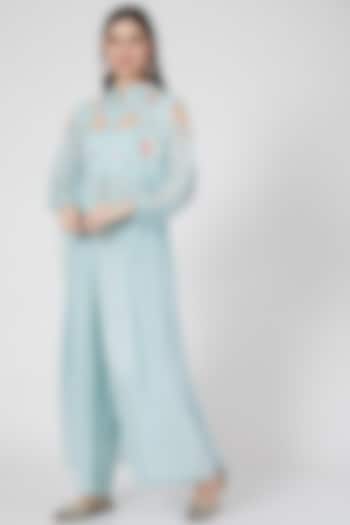 Sky Blue Hand Embroidered Tunic Set by Seams Pret & Couture at Pernia's Pop Up Shop