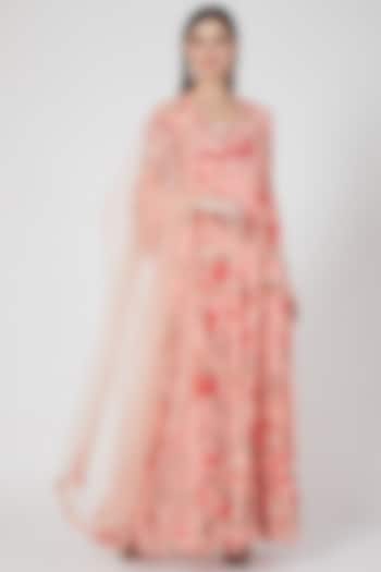 Blush Pink Digital Printed Party Wear Anarkali Set by Seams Pret & Couture at Pernia's Pop Up Shop