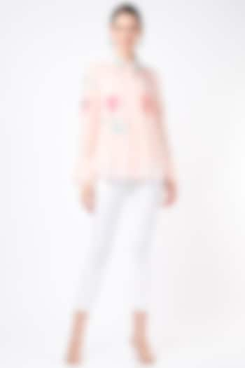 Peach Embroidered Shirt by Seams Pret & Couture at Pernia's Pop Up Shop